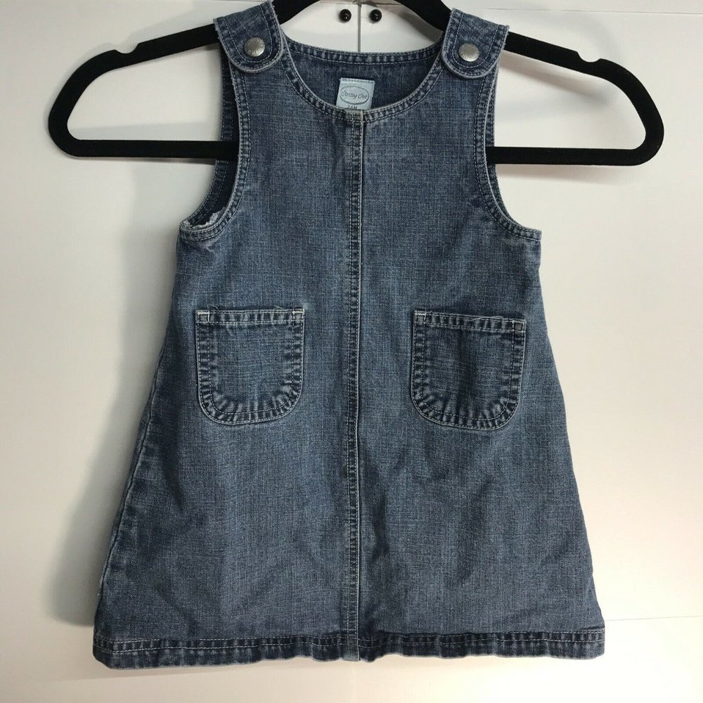 starting out baby girl 24 Months Overall Jumper Dress Denim blue snap button
